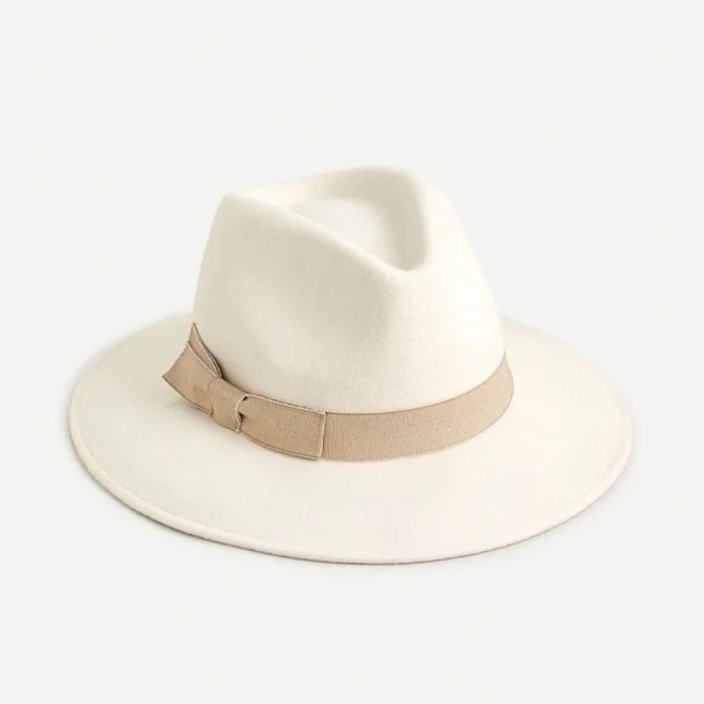NWT J.Crew Western Hat Ivory Grosgrain Trim Wool Made in Italy Small/Medium